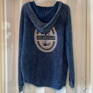 Anna Maria Florida Vintage Hoodie Navy Coastal Sweatshirt Size L